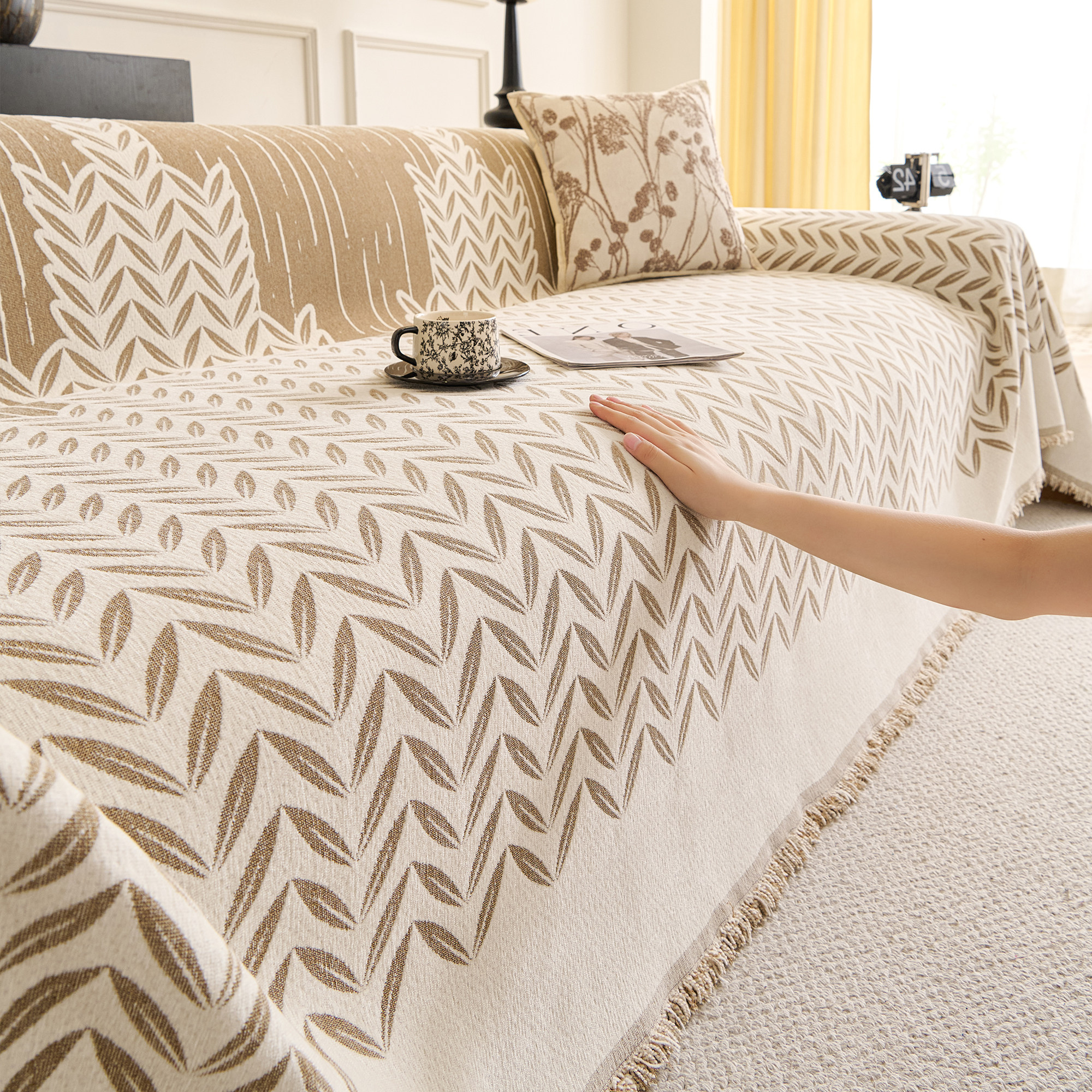 奶油风沙发盖布沙发巾2026新款四季通用防滑防猫抓沙发垫全包套罩