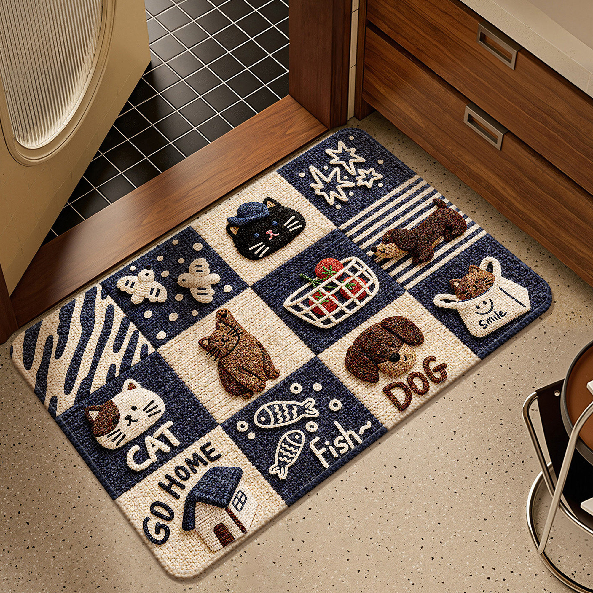 2026新款亚麻浴室地垫卫生间门口吸水垫子家用地毯垫免洗防滑脚垫