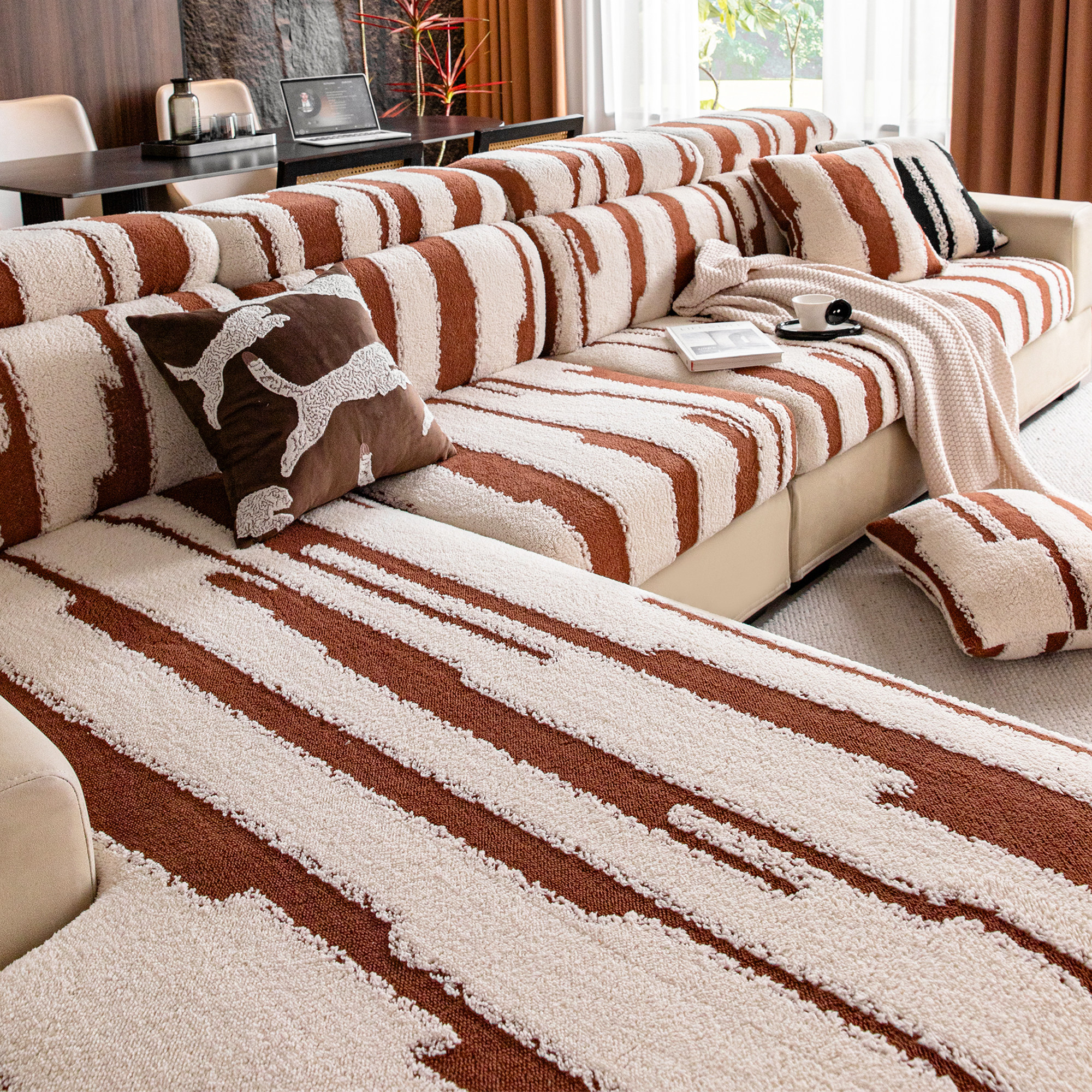 霏彩2026新款弹力沙发笠套罩全包万能保护防滑防猫抓棉绒沙发笠冬