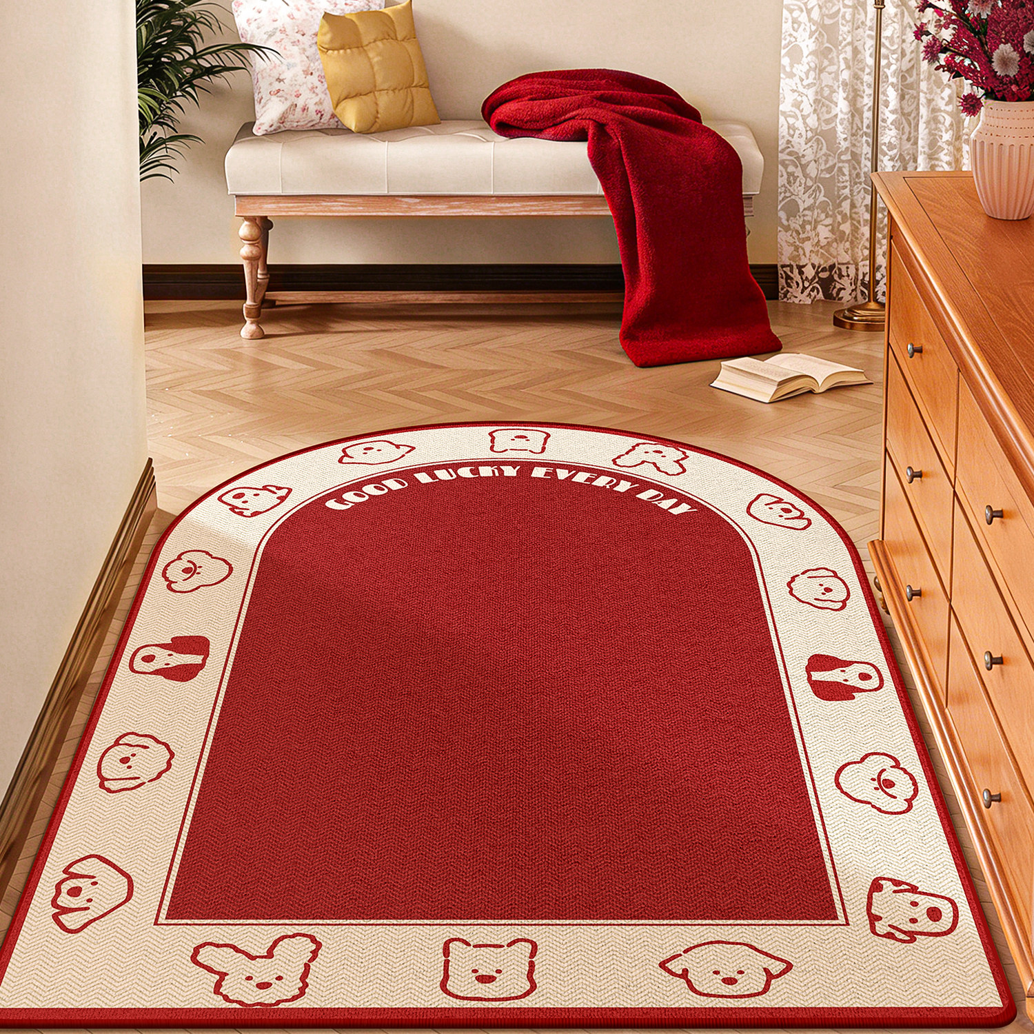 入户门地垫竖版门口红色2025新款进门脚垫耐脏免洗玄关地毯可裁剪,居家布艺,入户地垫,淘宝优惠券,粉丝福利购,淘宝优惠卷