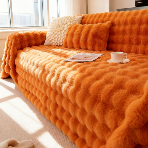 高克重暖兔绒沙发盖布冬按摩毛绒