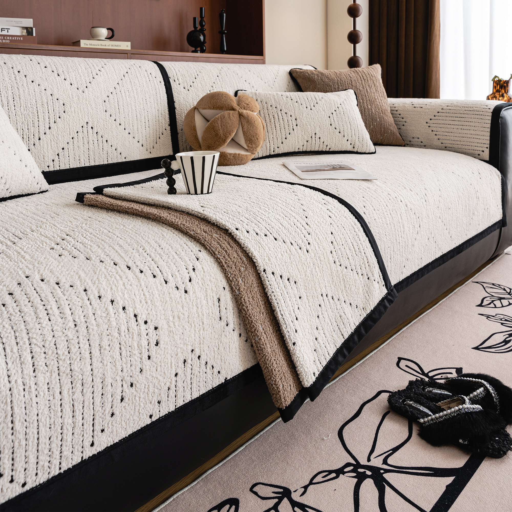 2026新款沙发垫秋冬季毛绒皮沙发专用套罩盖布防滑防猫抓沙发坐垫