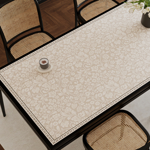 轻奢高级感中古风桌布防水防油免洗餐桌垫防烫隔热法式桌面保护垫