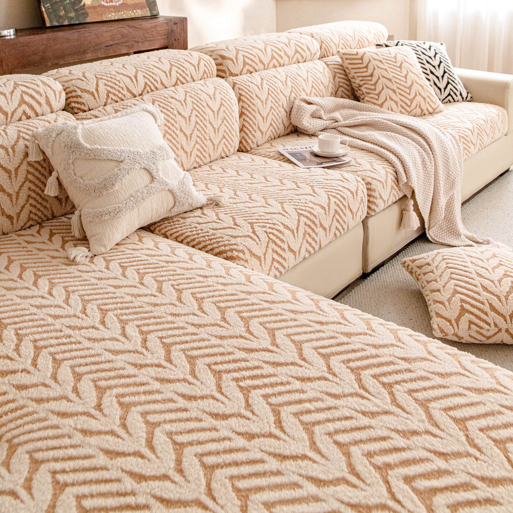 霏彩高弹沙发笠2026新款防滑弹力沙发套秋冬季毛棉绒坐垫套罩盖布,居家布艺,沙发套,淘宝优惠券,粉丝福利购,淘宝优惠卷