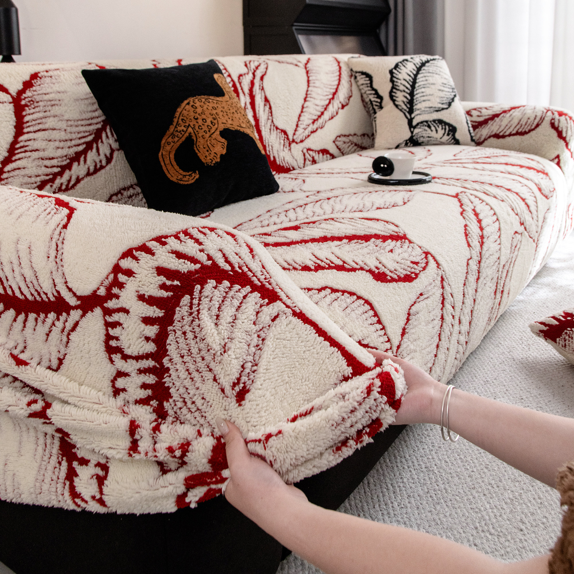 霏彩秋冬高级感沙发套罩2026新款防猫抓保护盖布皮沙发罩全包绒套,居家布艺,沙发套,淘宝优惠券,粉丝福利购,淘宝优惠卷