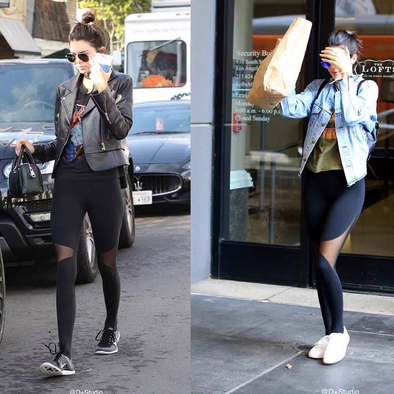 AirLandOcean女神网纱拼接瑜伽裤高腰提臀踩脚性感显瘦运动紧身裤