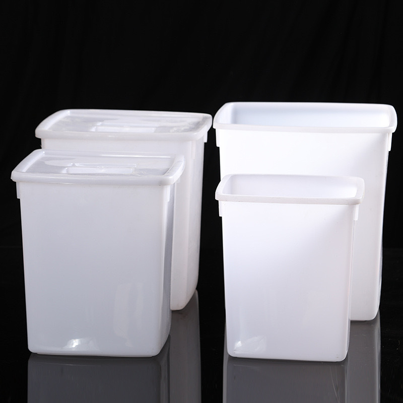 大号白色塑料方桶冷冰柜长方形冷冻奶茶冰桶冷饮桶带盖小吃储物桶