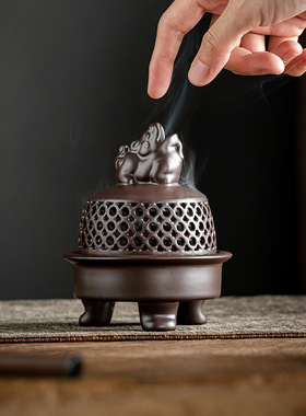 貔貅盘香炉 陶瓷工艺品熏香摆件倒流香薰炉创意家居香插香道