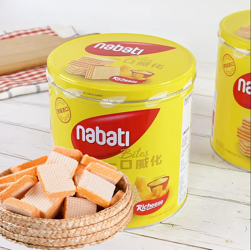 印尼nabati 丽芝士纳宝帝奶酪味威化饼干罐装 350g 巧克力/奶酪味