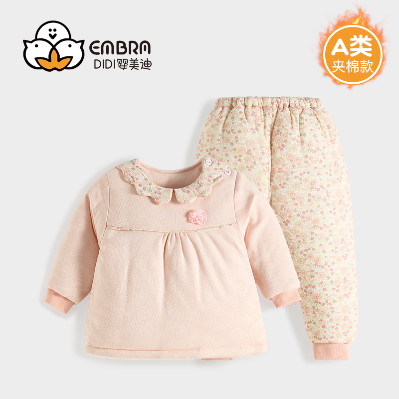 小女童夹棉保暖棉衣分体套装冬装