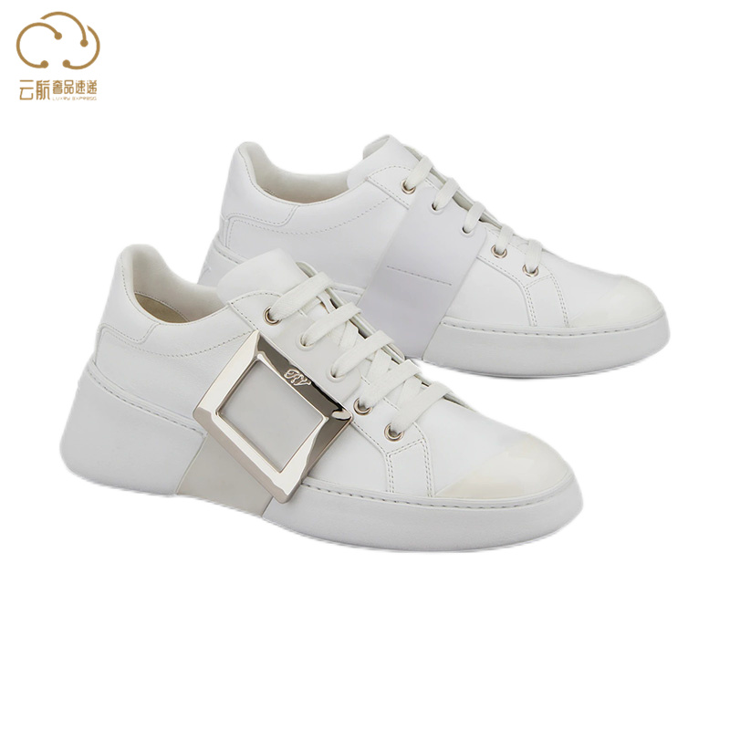 roger vivier/罗杰·维维亚女士金属搭扣纳帕皮低帮运动小白鞋