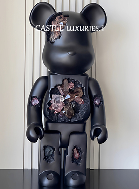 bearbrick1000%水晶暴力熊大摆件潮玩公仔手办客厅落地网红积木熊
