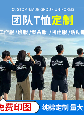 定制t恤印logo短袖广告衫文化衫刺绣纯棉diy团队服装印字同学聚会