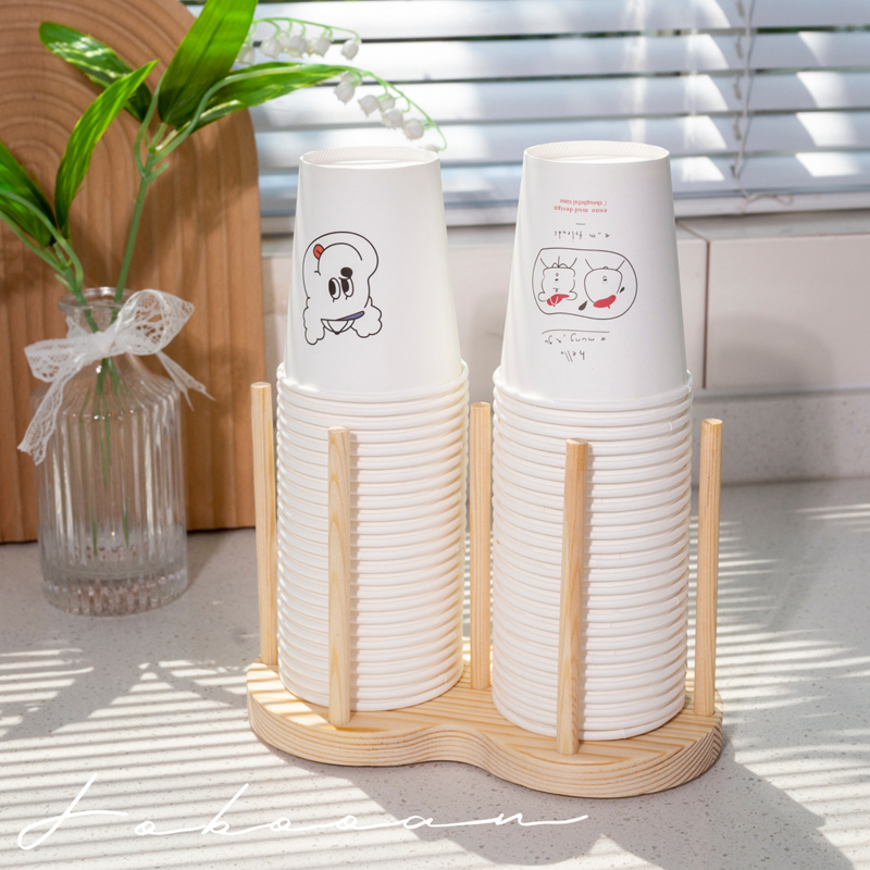 楠竹一次性纸杯架取杯器咖啡奶酒杯茶店木质杯子收纳架简约收纳