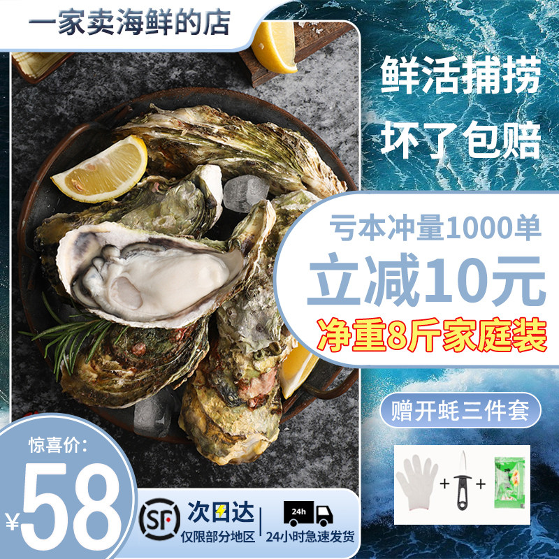 广东生蚝鲜活新鲜牡蛎特大号带壳烧烤摆摊海蛎子带箱10斤海鲜水产