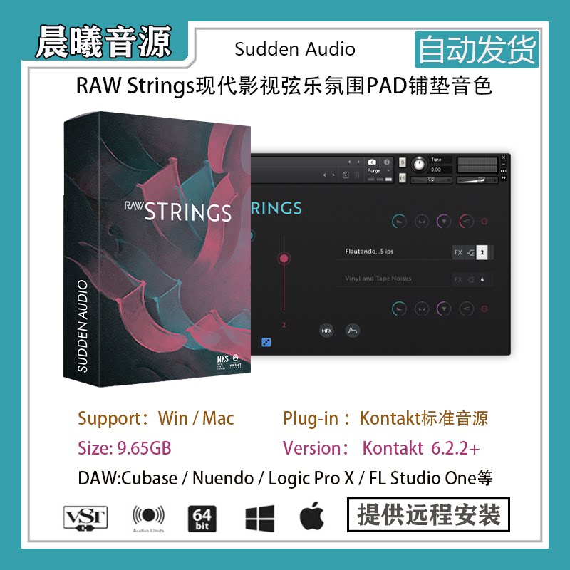 raw strings现代影视弦乐环境氛围铺垫pad音色pc mac编曲标准音源