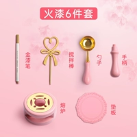 Набор инструментов для огневой окраски из 6 предметов [печь + ложка + ручка + стержень для перемешивания + подставка + ручка для золотой краски]