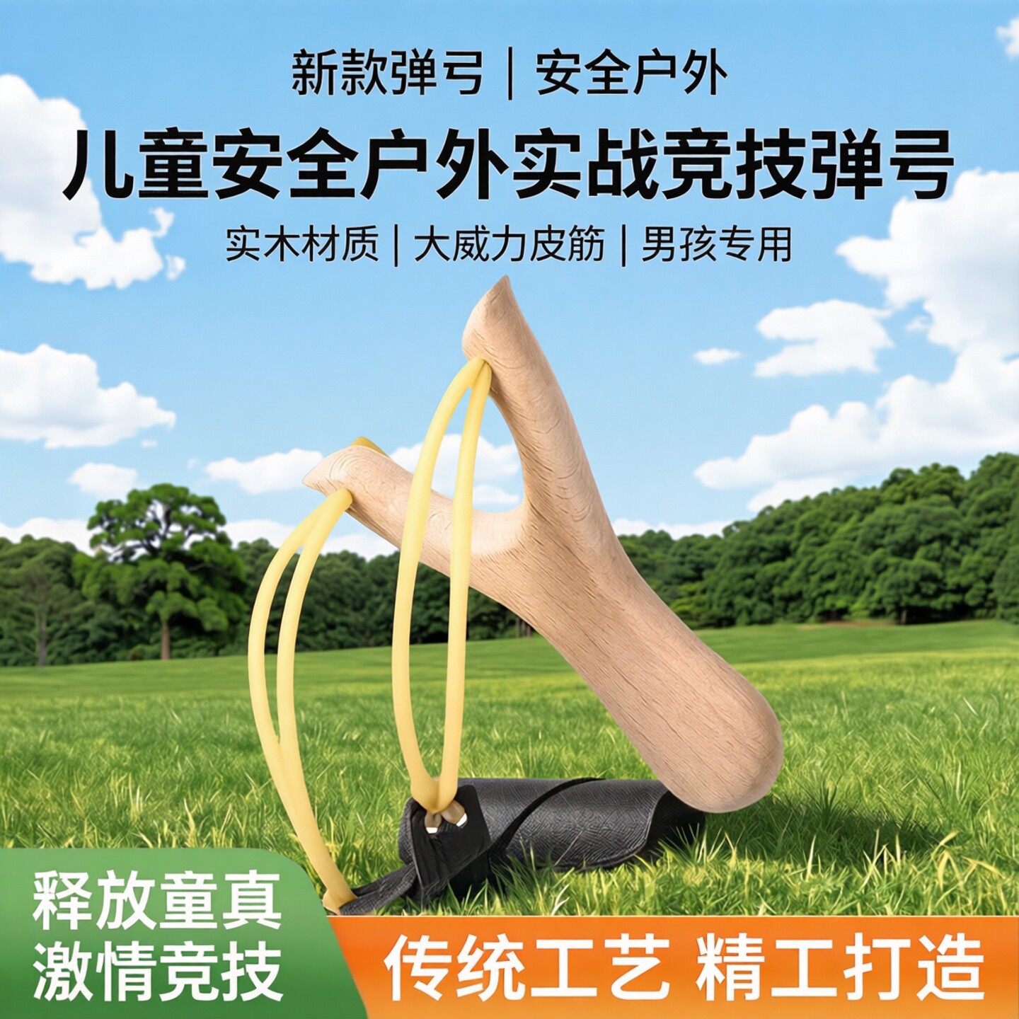 传统弹弓圆皮筋大威力实木木质弹弓成人弹工 弹性好回忆儿时经典