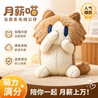新品月薪猫超萌精致超软月薪猫玩偶超萌可爱毛绒玩偶生日礼物现货