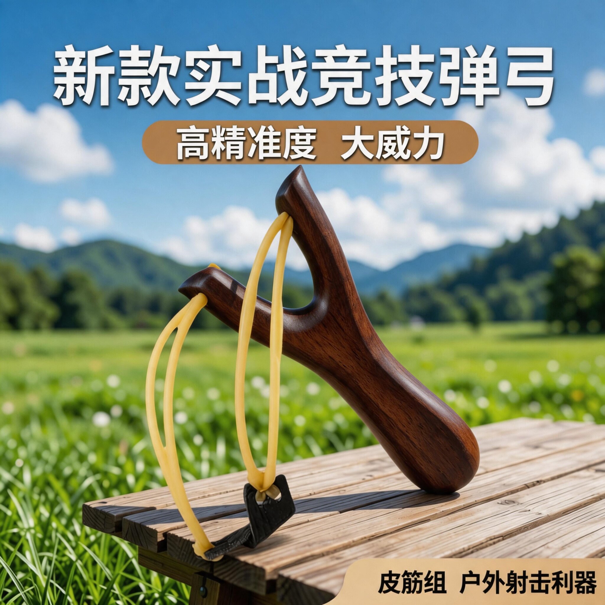 鸡翅木弹弓儿童户外木质高精度圆皮筋木制实木玩具泥丸安全弹射图片