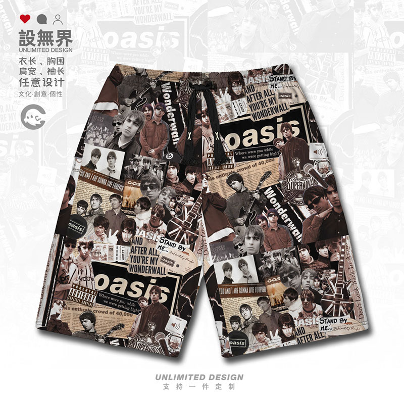 Oasis绿洲乐队摇滚嘻哈海波短裤