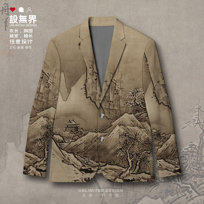 世界名画秋冬山水图冬景休闲西装