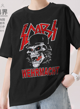 设无界美国THRASH金属四巨头速度金属Slayer短袖T恤男女夏2-0005