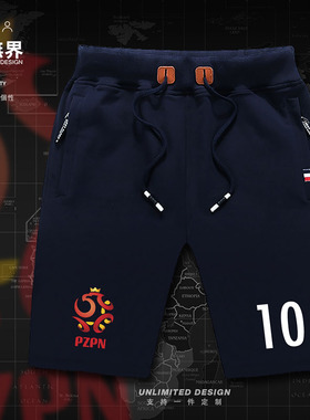 设无界波兰Polska足球运动短裤男女中裤国家队五分裤子跑步夏季