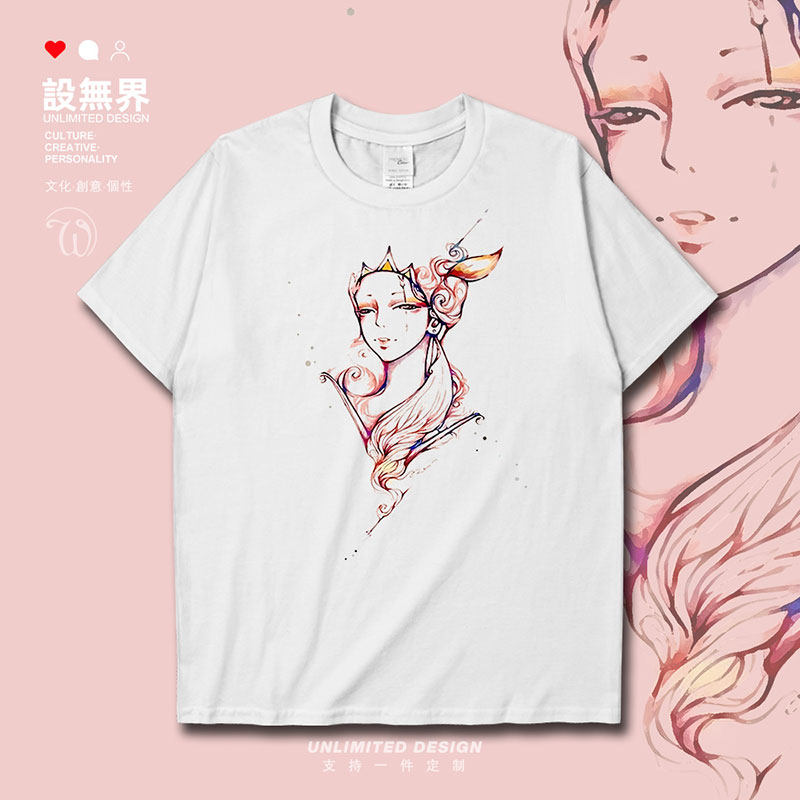 设无界十二星座射手座星空人马座插画短袖t恤男女上衣衣服夏0007