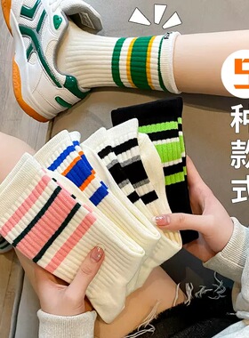 袜子女款中筒袜棉袜春秋小红书爆款网红ins潮流外穿运动配鲨鱼裤