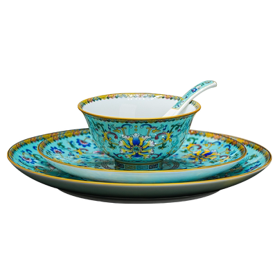 加厚珐琅彩陶瓷碗菜盘子高温陶瓷