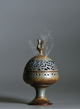 陶瓷博山炉闲云野鹤盘香炉仿古禅意空间香道香炉熏香炉沉香檀香炉