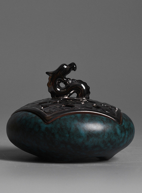 龙吟盘香炉手工陶瓷创意家用香薰炉龙摆件定制香器禅意空间熏香炉