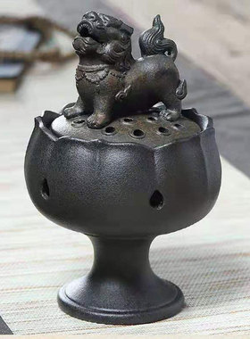 陶瓷盘香香炉家用室内香薰炉檀香炉茶道禅莲花狮炉盘香炉创意摆件