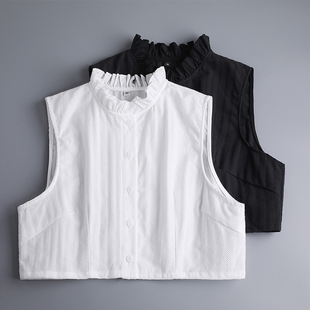 假领子女纯棉百搭荷叶边褶领秋冬搭配毛衣衬衣装 饰立领马甲假衣领