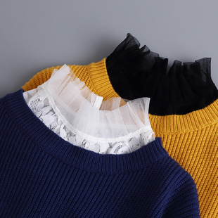 假领子女秋冬毛衣装饰仙气网纱百褶领内搭蕾丝上衣打底气质假衣领