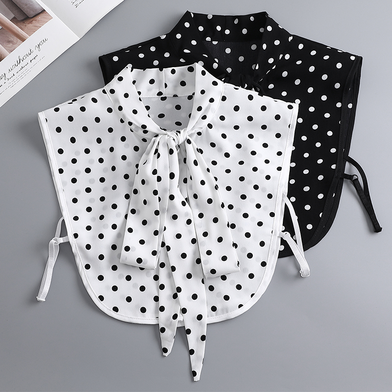 假领子女百搭波点元素毛衣简约