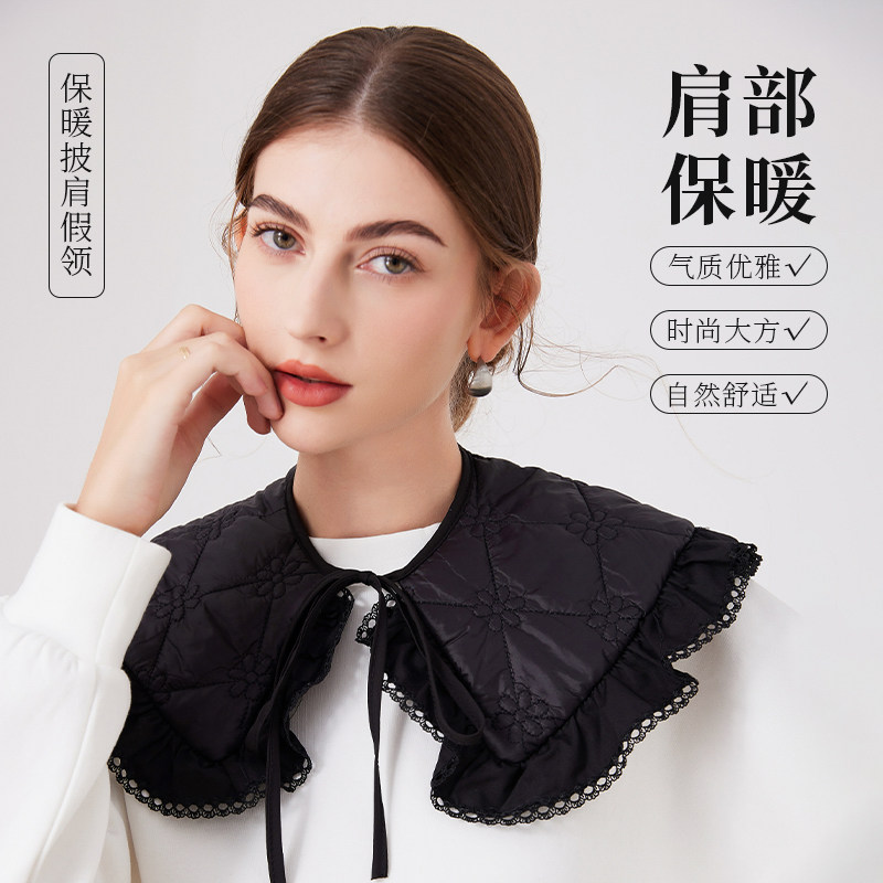 韩版女士假领子花朵羽绒领美观保暖百搭春秋冬内搭毛衣衬衫假领子