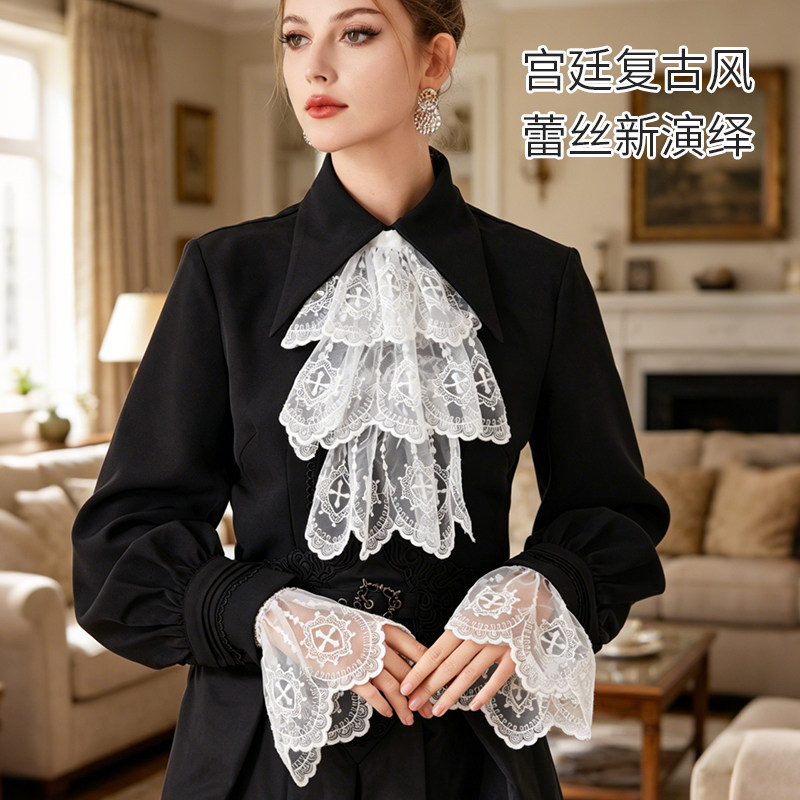 甜美洛丽塔蕾丝三层挂脖假领