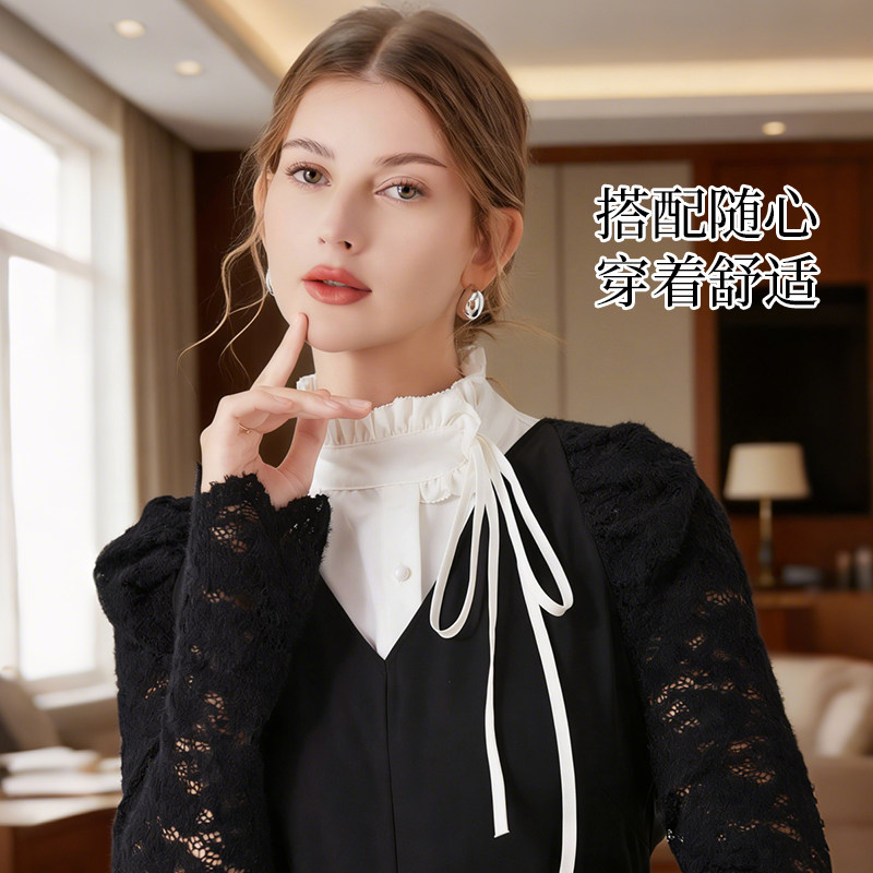 韩版百搭气质假领婚礼派对搭配长裙礼服尽显优雅秋冬叠穿装饰假领
