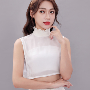 假领子百搭假衣领入秋高领白色雪纺百褶荷叶边立领内搭气质打底领