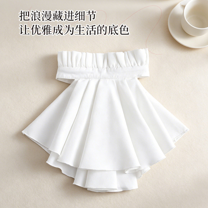 荷叶花边假领女士法式宫廷风领结领花礼服装饰挂脖领百搭时尚领巾