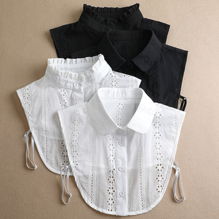 假领子女百搭假领棉麻提花荷叶边立领圆领内搭秋冬保暖搭配毛衣领