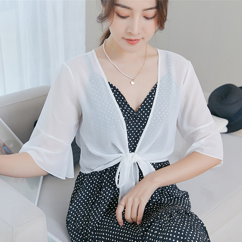 披肩女配裙子夏日防晒薄款白色雪纺经典轻熟韩版配裙子气质小外套