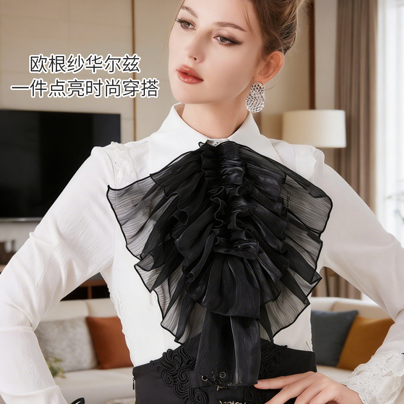 温柔小众女款花边领结领花轻薄纱质假领日常拍照出片百搭装饰领巾