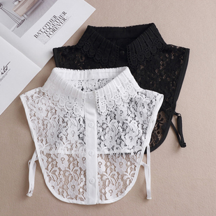 秋冬春假领子女百搭假领蕾丝勾花领白色装饰领毛衣衬衫百搭假衣领