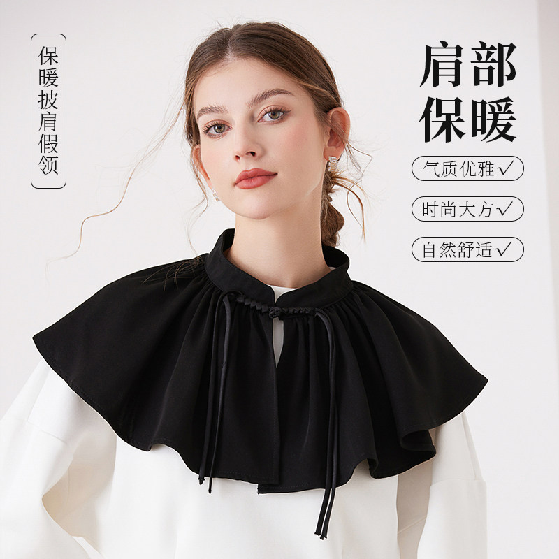 韩版假领子女简约珍珠盘扣时尚美观春秋冬搭配毛衣衬衫百搭假衣领