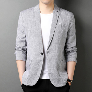 亚麻西装外套薄款防晒超薄西服男款上衣单件男式春秋小西装男夏季