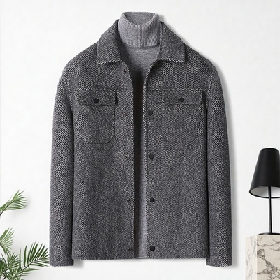 男士夹克羊毛呢子工装呢绒上衣服春秋冬毛呢外套男款双面羊绒大衣