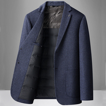 男士轻薄鹅绒羽绒服男款冬季西装外套商务休闲保暖防寒服羊毛西服